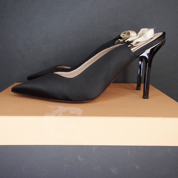 NEW N°21 Pointed Satin Slingback Black Stiletto heel Size 7 - Picture 6 of 14